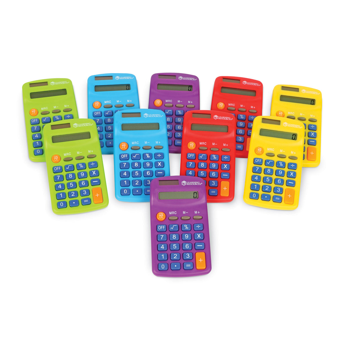 Learning Resources Rainbow Calculators Solar Powered Set of 10