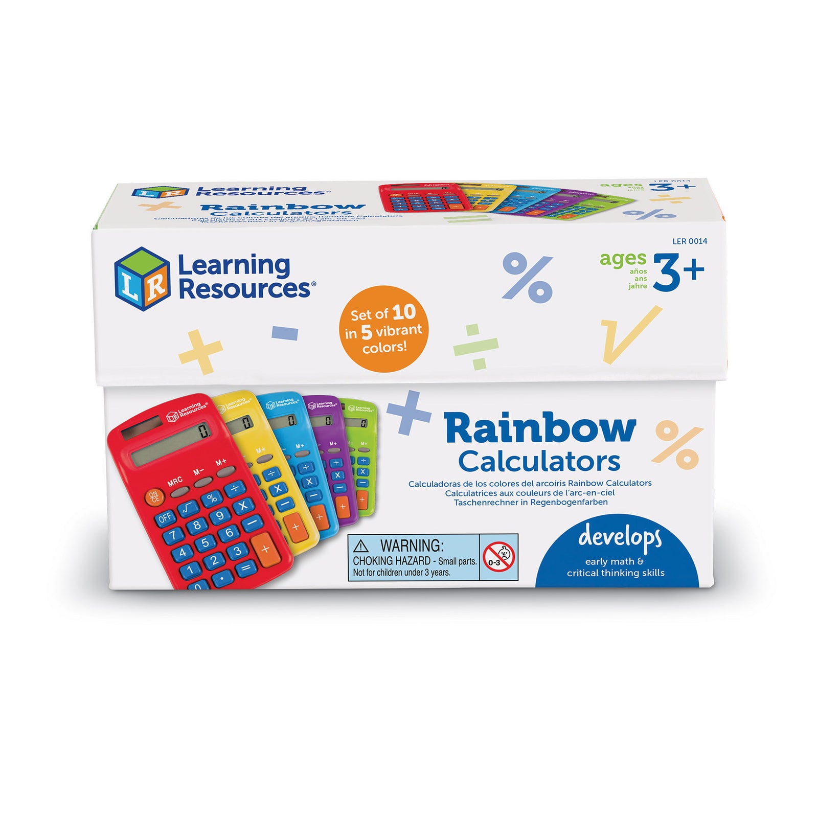 Learning Resources Rainbow Calculators Solar Powered Set of 10