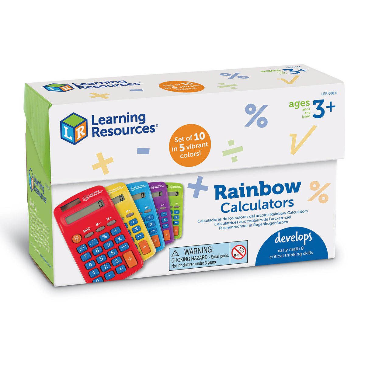 Learning Resources Rainbow Calculators Solar Powered Set of 10