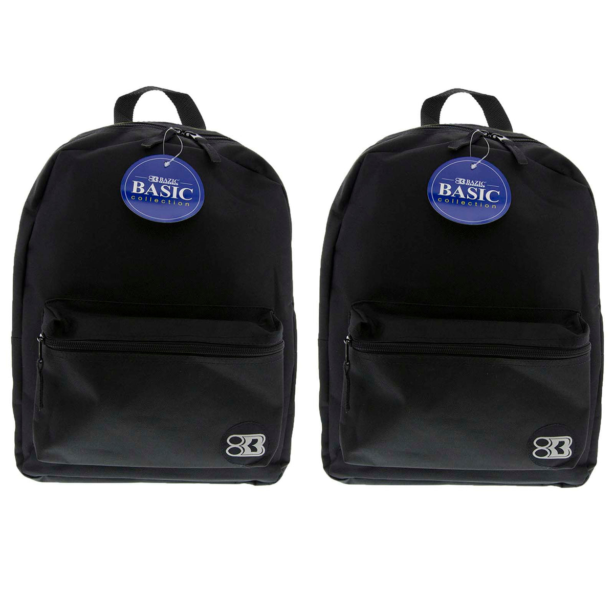 BAZIC Products Basic 16" Backpack Black 2 Pack