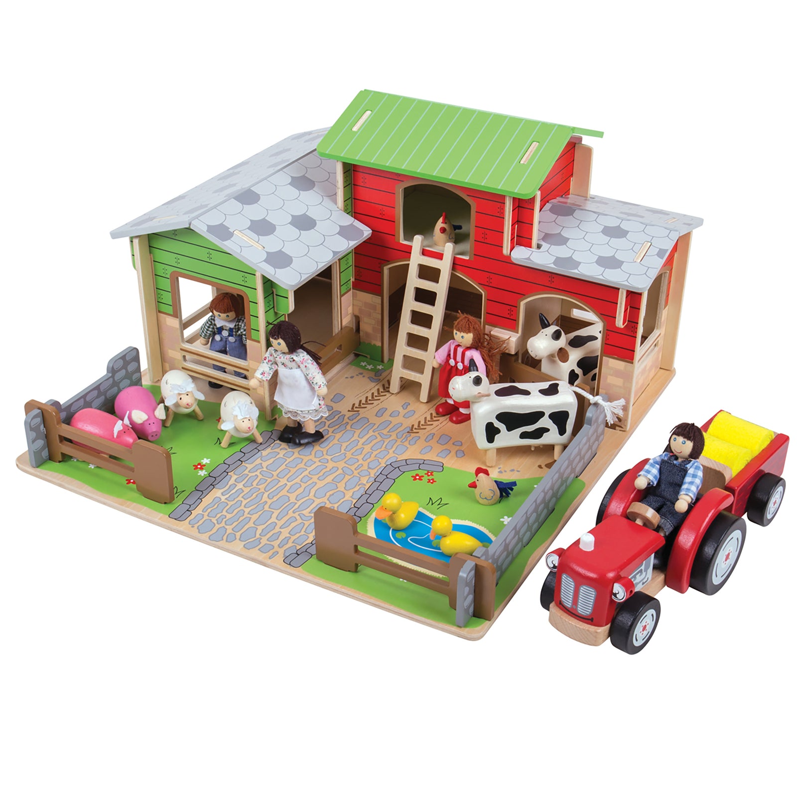 Bigjigs Toys Wooden Farm Animals 10 Piece Set