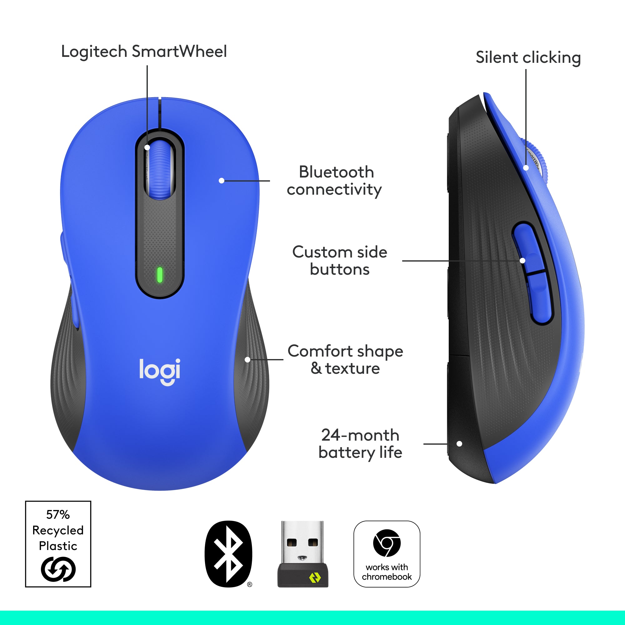 Logitech Signature M650 L Wireless Mouse Blue