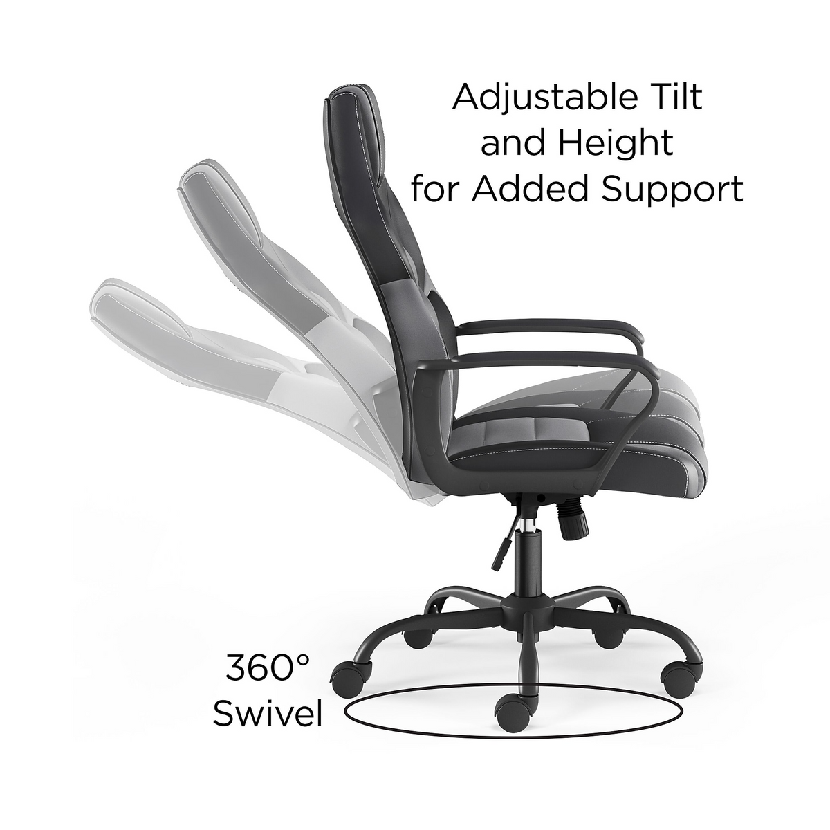 Emerge Vector Luxura Faux Leather Gaming Chair Black/Grey