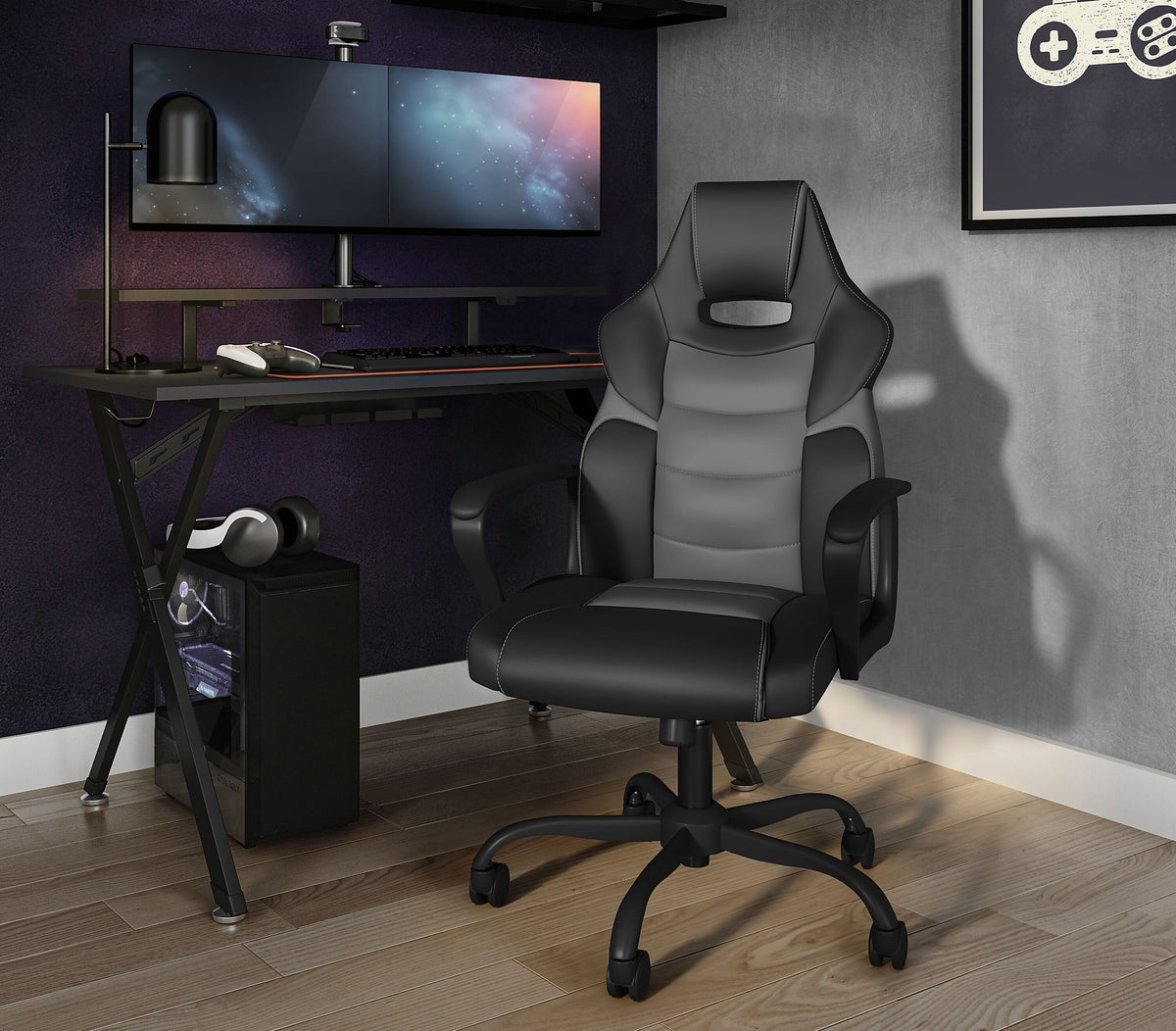 Emerge Vector Luxura Faux Leather Gaming Chair Black/Grey