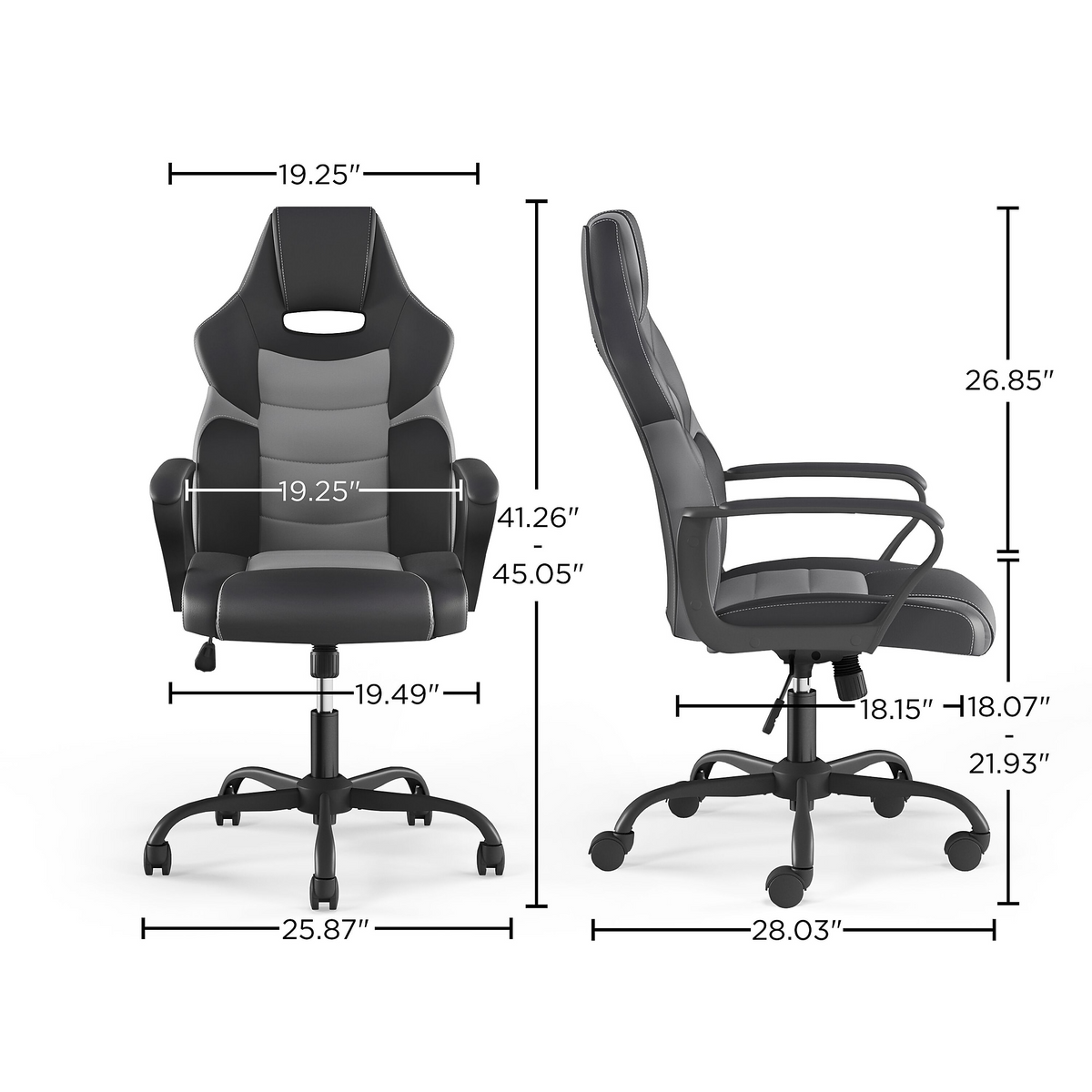 Emerge Vector Luxura Faux Leather Gaming Chair Black/Grey