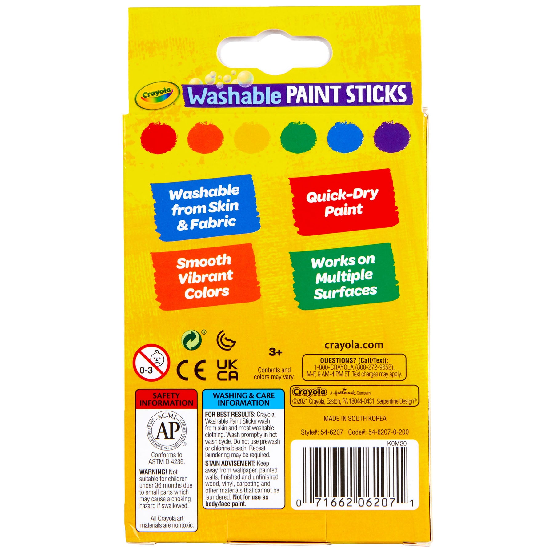 Crayola 6 Washable Paint Sticks - 3 Pack