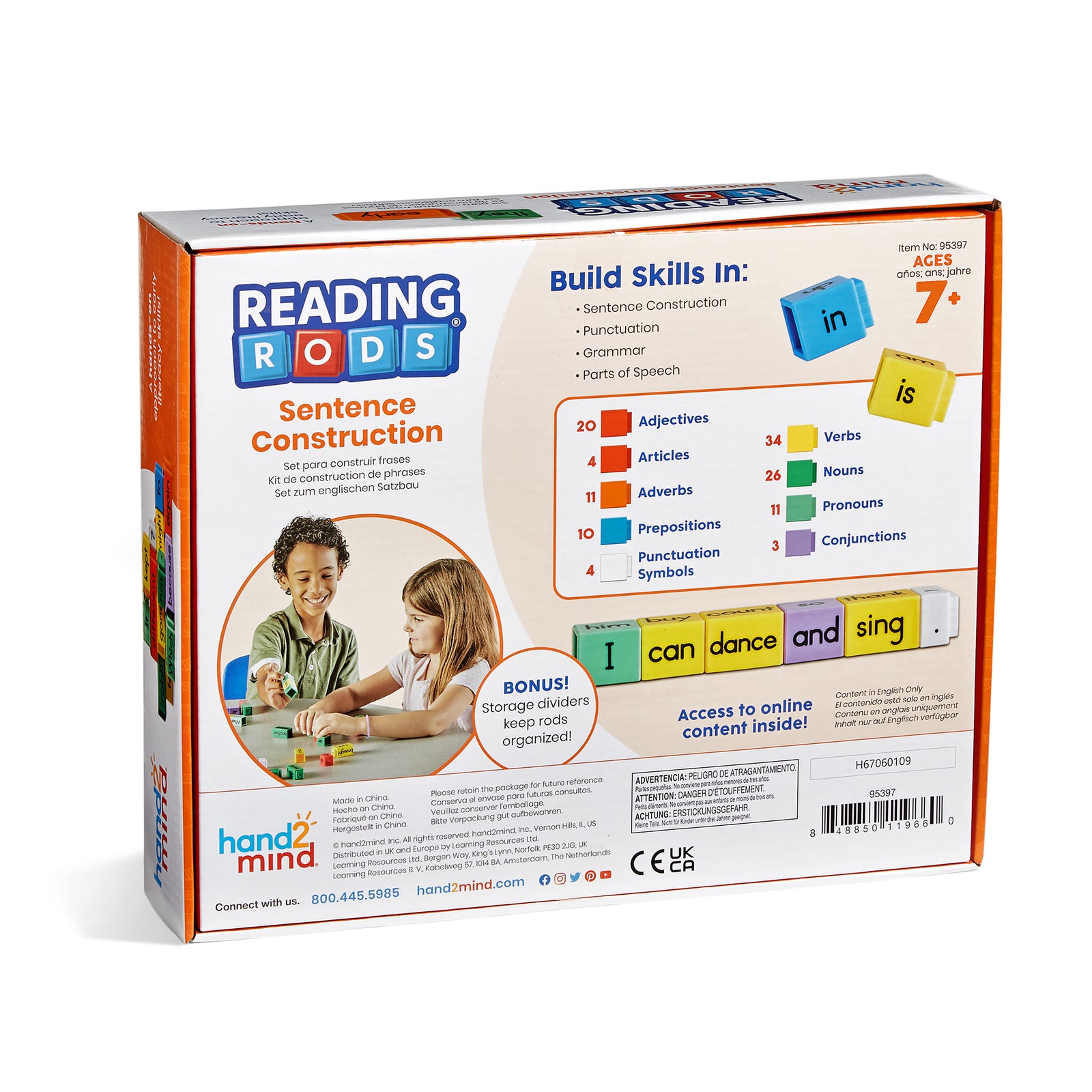 Hand2Mind Reading Rods Sentence Construction Set