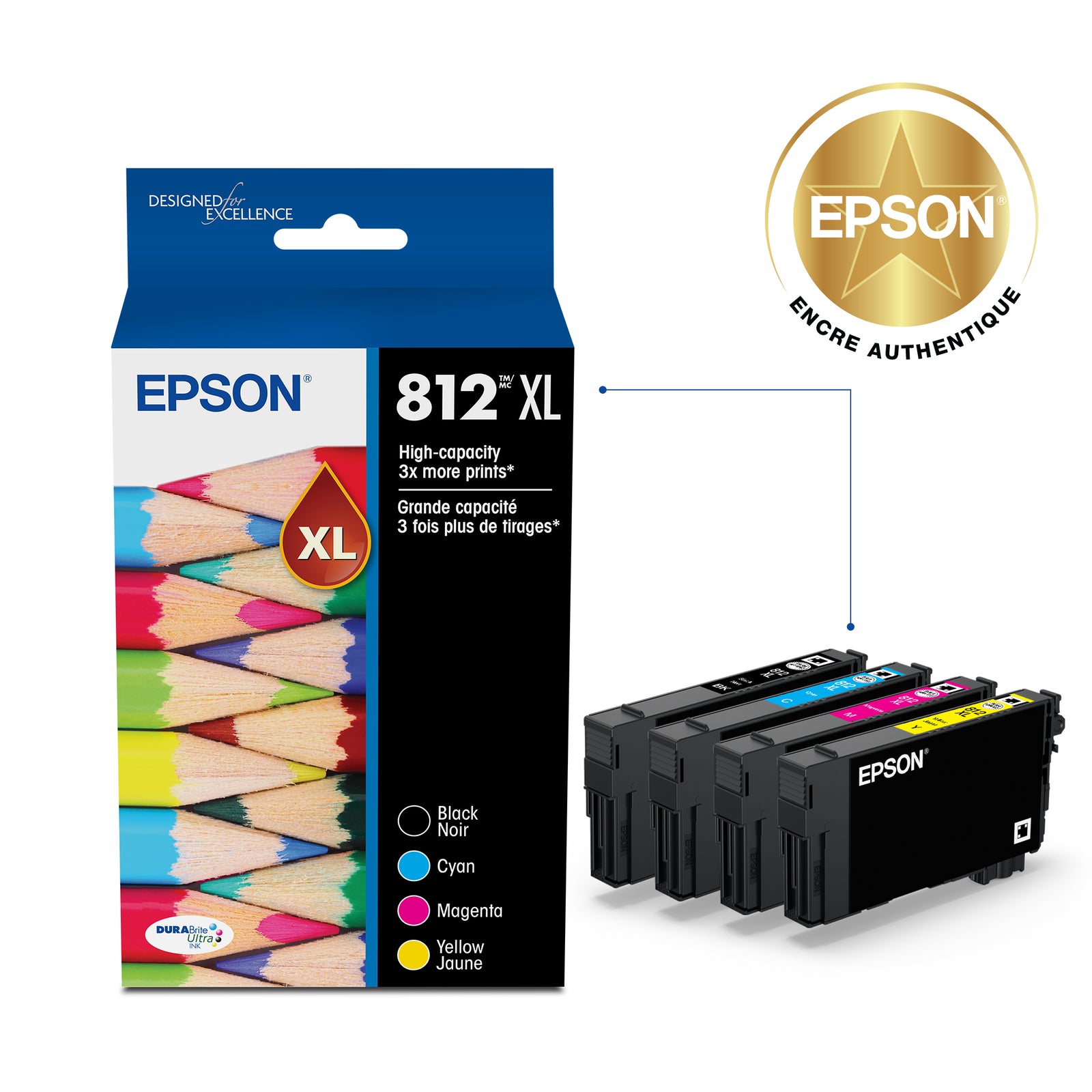 Epson 812 High Capacity Ultra Ink Cartridge Black and color Combo Pack