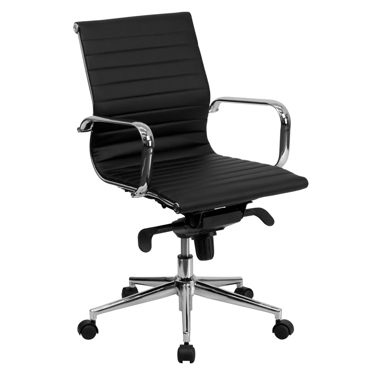 Nicer Interior Ribbed Group Style Low Back Desk Chair Black