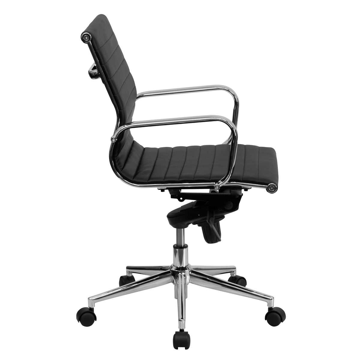 Nicer Interior Ribbed Group Style Low Back Desk Chair Black