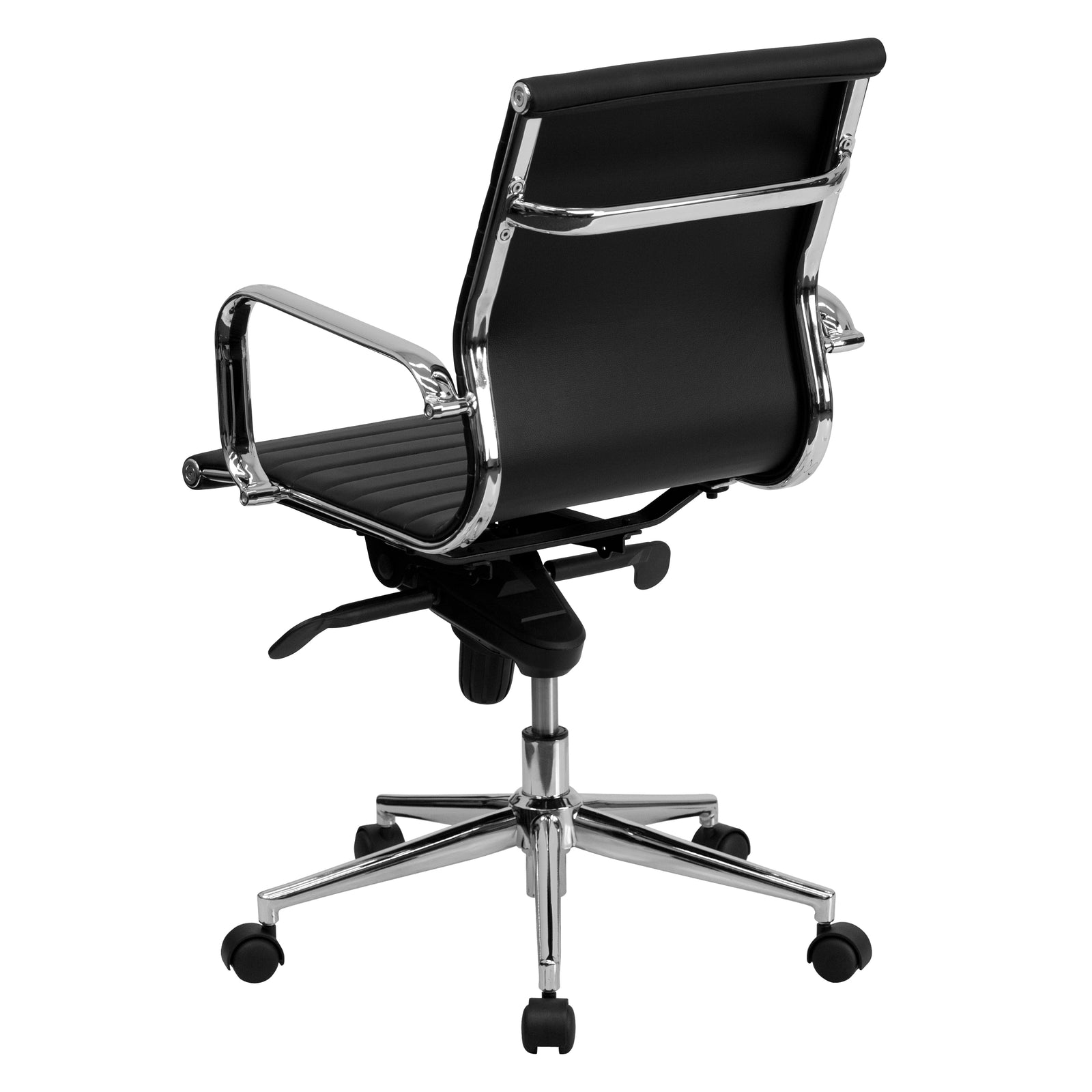 Nicer Interior Ribbed Group Style Low Back Desk Chair Black