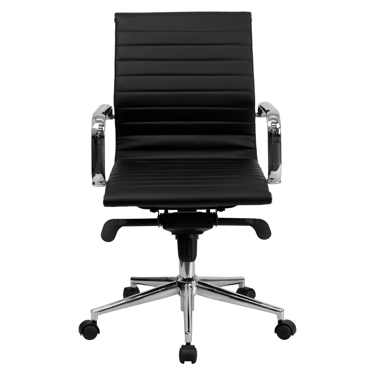 Nicer Interior Ribbed Group Style Low Back Desk Chair Black