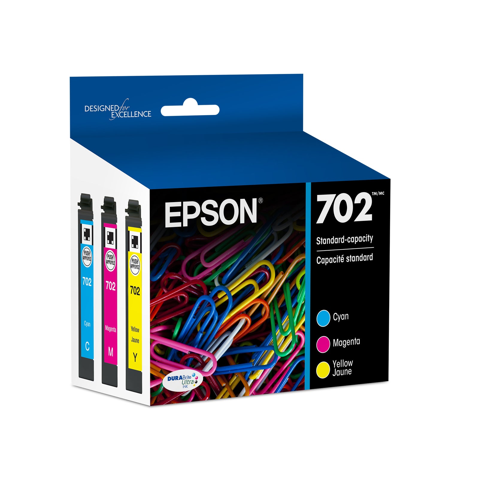 Epson 702 Ink Cartridge Combo Pack Standard Capacity Cyan/Magenta/Yellow