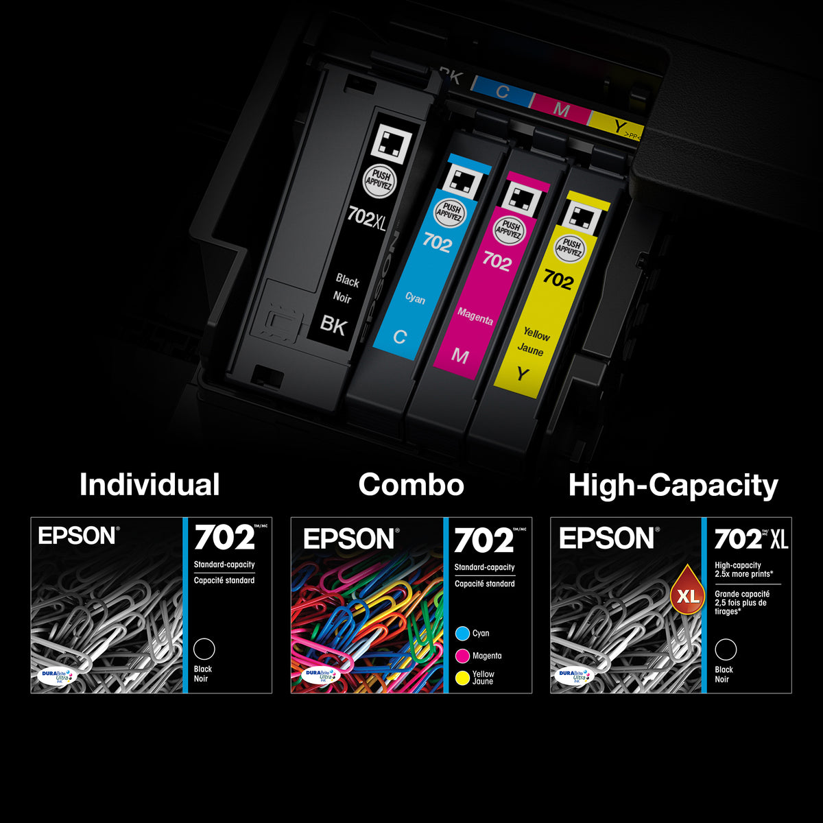 Epson 702 Ink Cartridge Combo Pack Standard Capacity Cyan/Magenta/Yellow