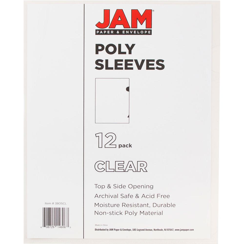JAM Paper Plastic Sleeves 9" x 12" Clear 12 Pack