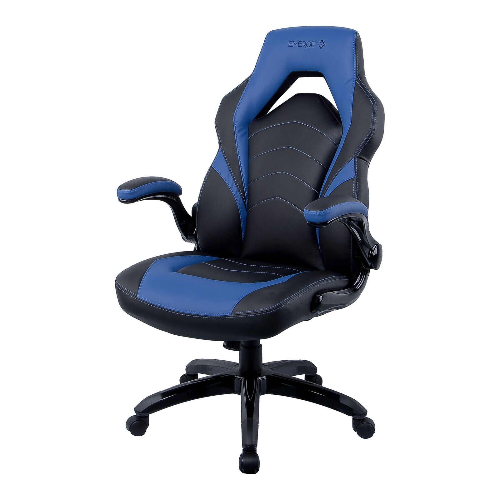 Emerge Vortex Bonded Leather Gaming Chair Black and Blue
