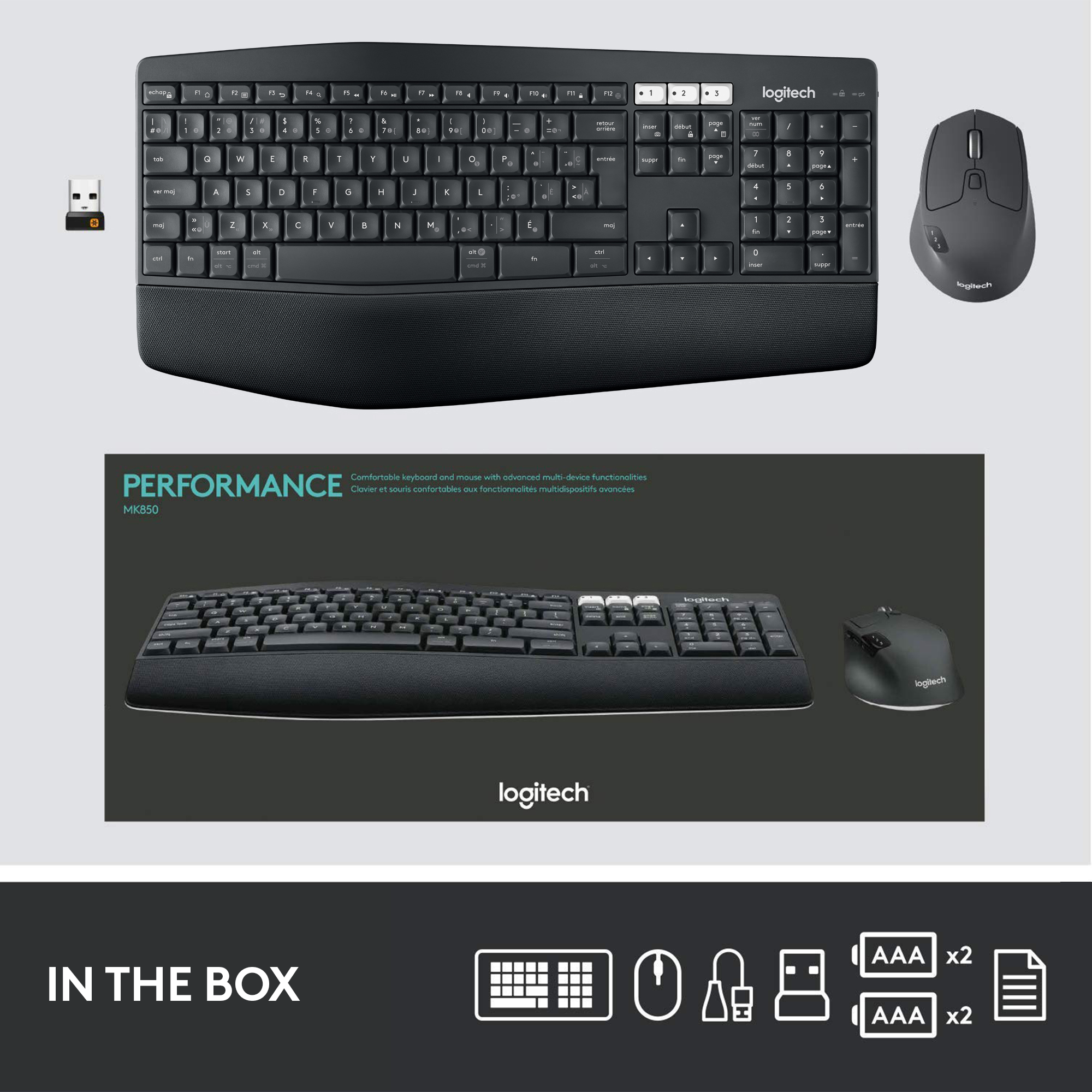 Logitech MK850 Wireless Keyboard and Mouse Combo French
