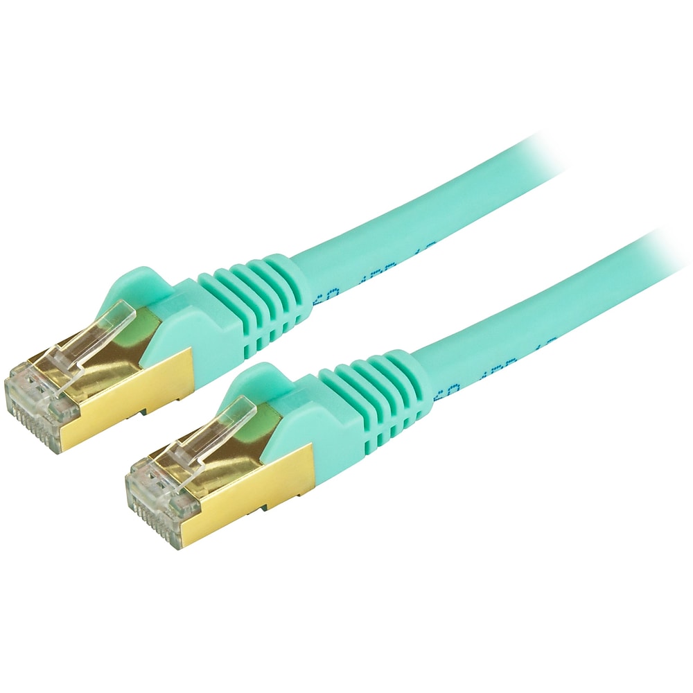 StarTech Cat6a Ethernet Patch Cable Shielded 10 ft Aqua