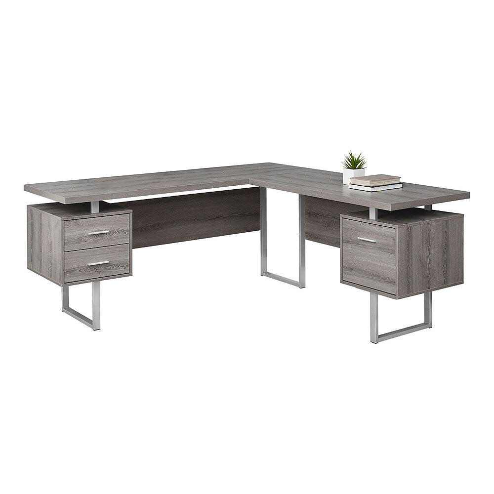Monarch Specialties 7304 70" L-shaped Computer Desk Dark Taupe