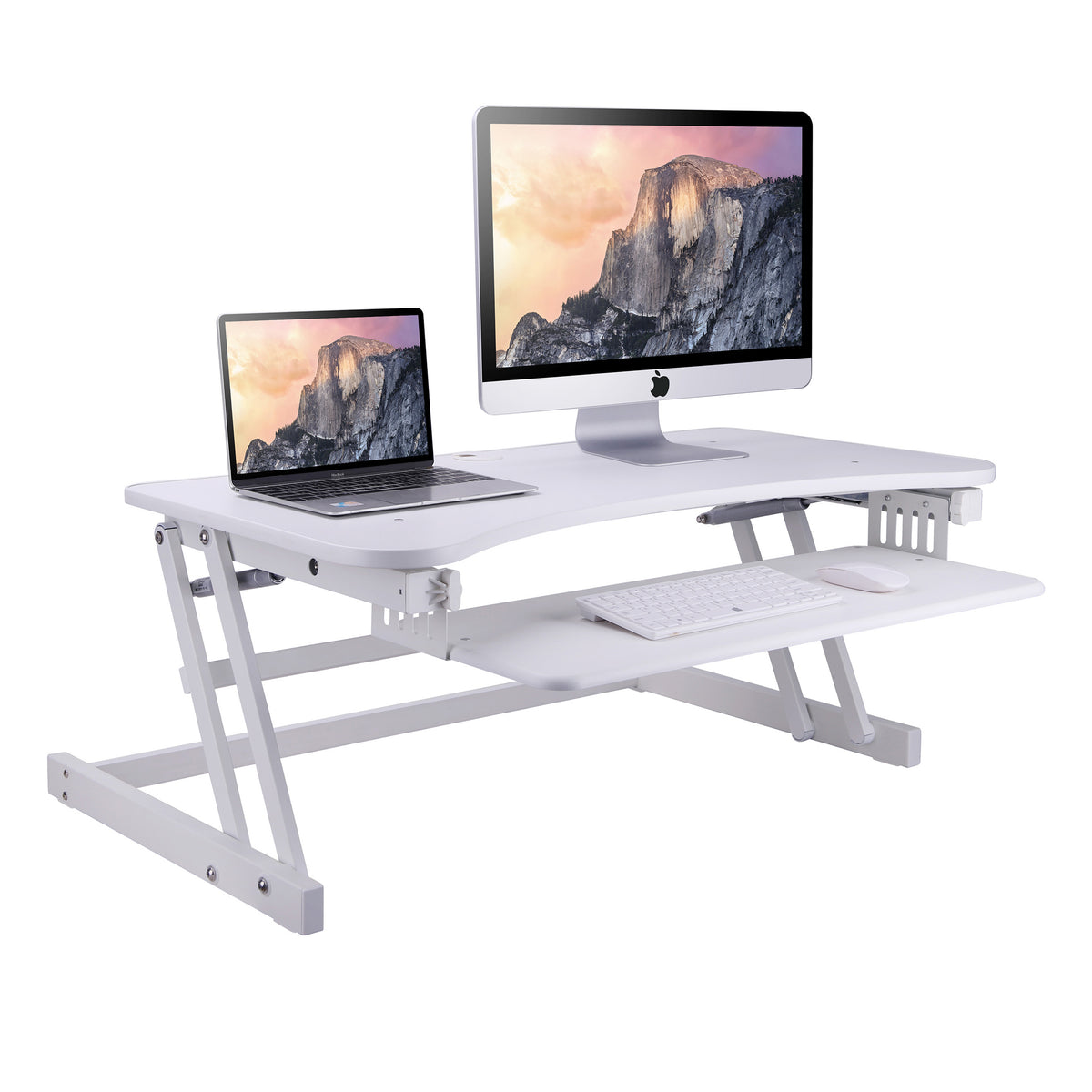 Rocelco 37" DADR Deluxe Extra-Wide Sit To Stand Adjustable Desk Riser White
