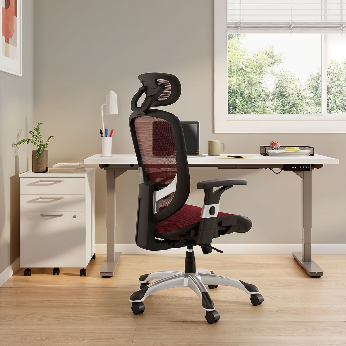 Union and Scale FlexFit Hyken Mesh Task Chair Red