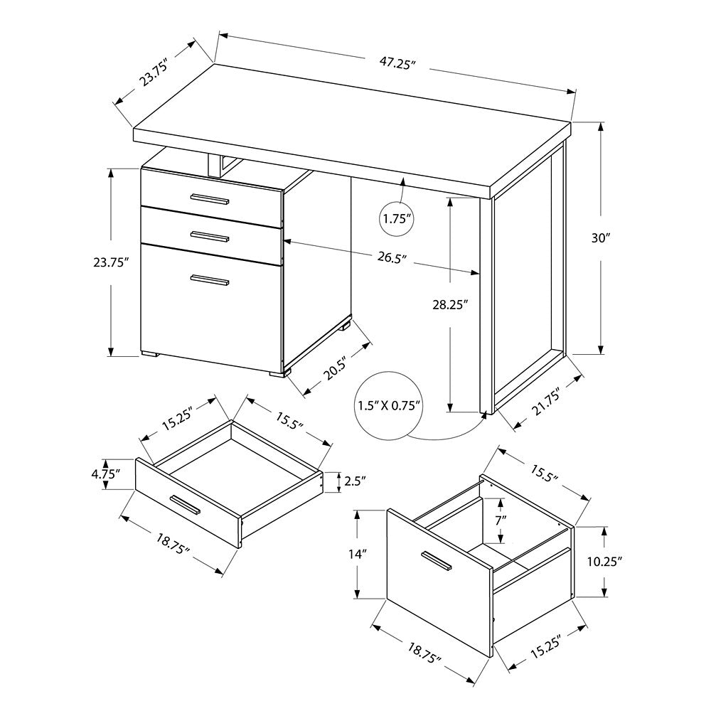Monarch Specialties 7408 48" Computer Desk Brown Reclaimed Wood/Black Metal