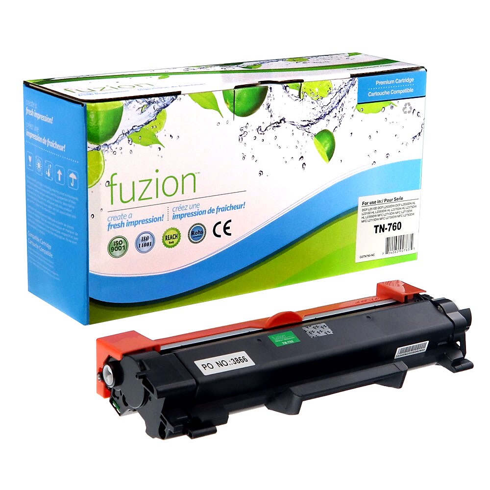 fuzion Brother TN760 Compatible High Yield Black Toner Cartridge