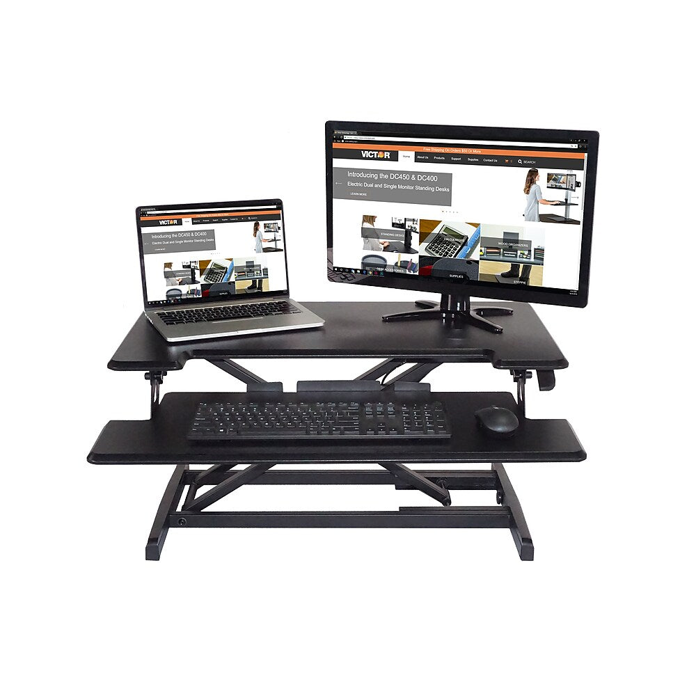Victor Height Adjustable Compact Standing Desk with Keyboard Tray
