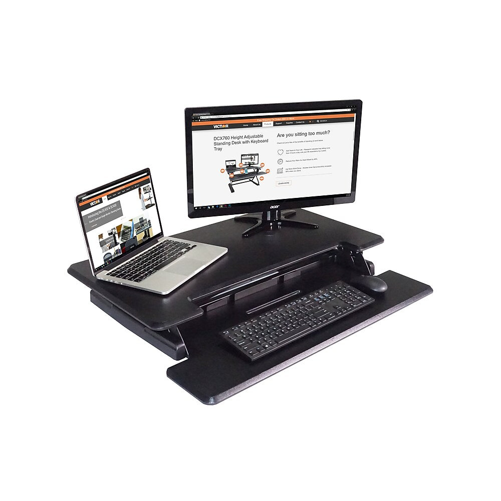 Victor Height Adjustable Compact Standing Desk with Keyboard Tray