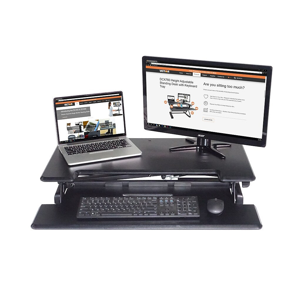 Victor Height Adjustable Compact Standing Desk with Keyboard Tray