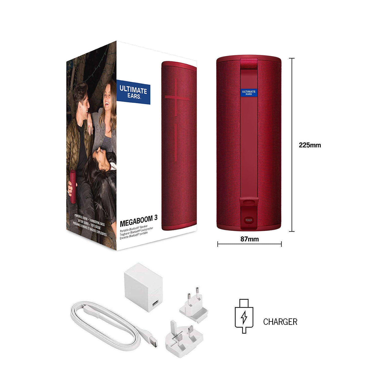 Ultimate Ears BOOM 3 Portable Bluetooth Speaker Sunset Red