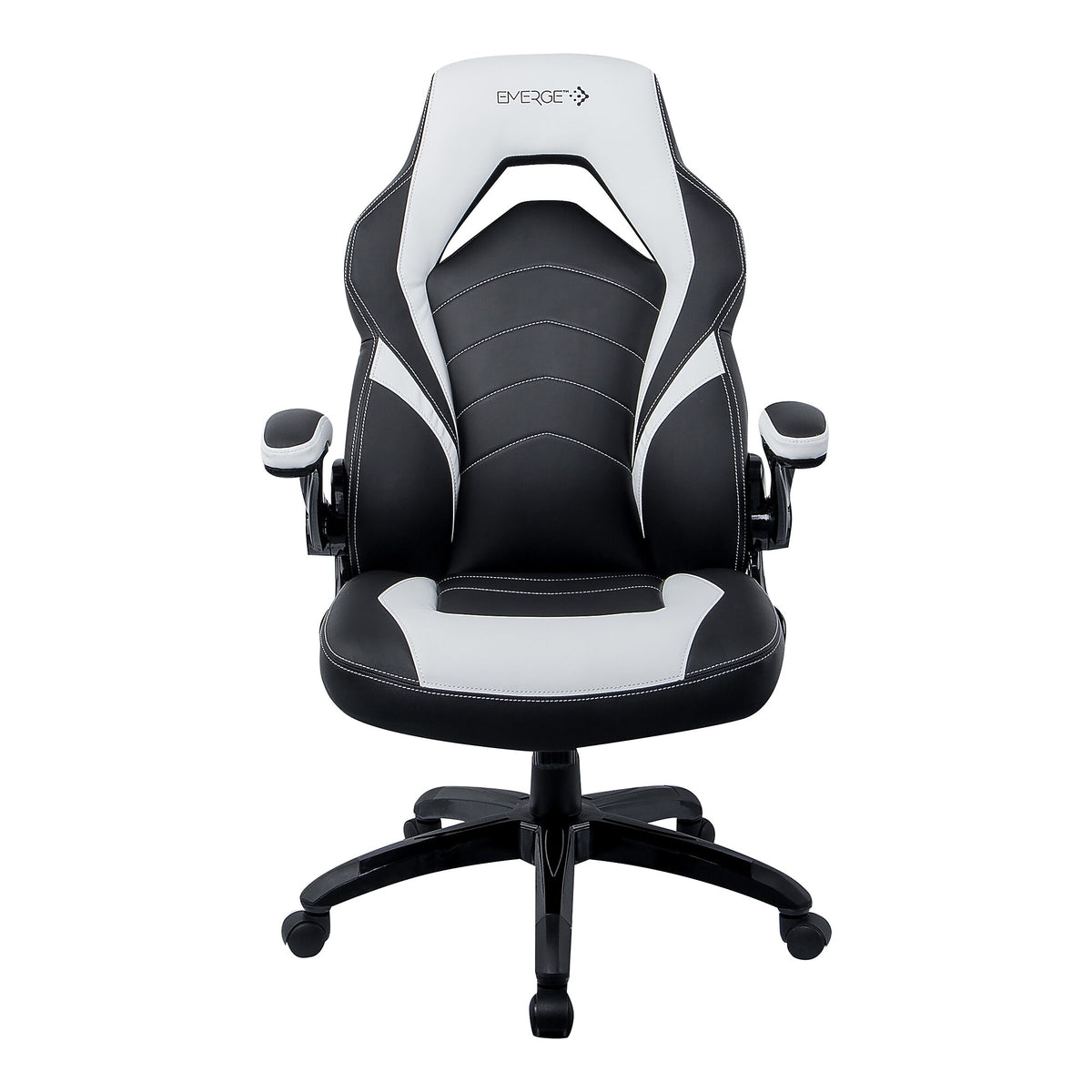 Emerge Vortex Bonded Leather Gaming Chair Black and White