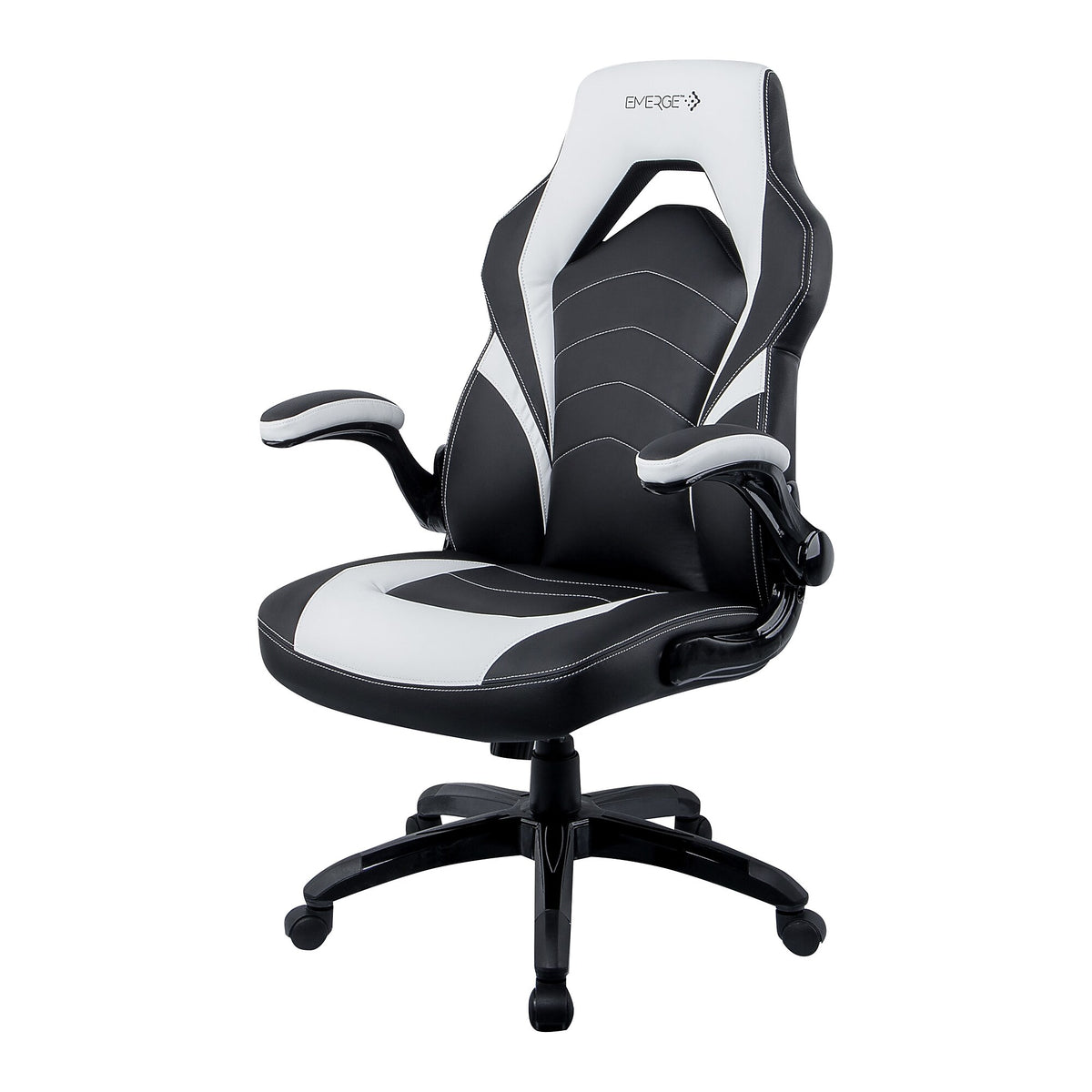Emerge Vortex Bonded Leather Gaming Chair Black and White