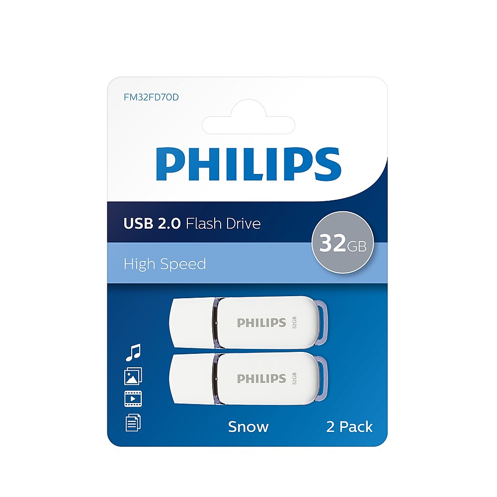 Philips Snow 32 GB USB 2.0 Flash Drive Grey 2 Pack