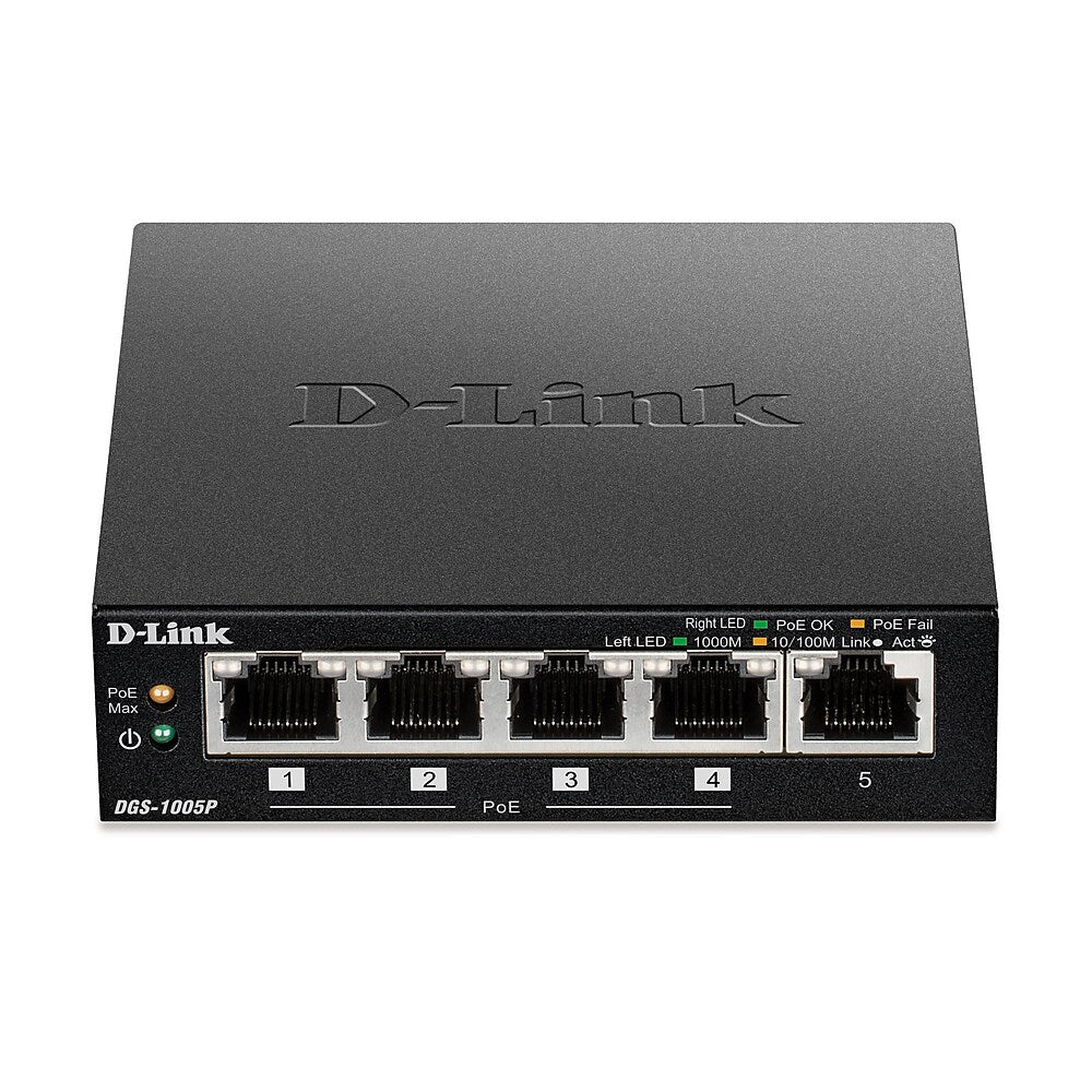 D-Link DGS-1005P 5-Port Gigabit Desktop PoE Switch