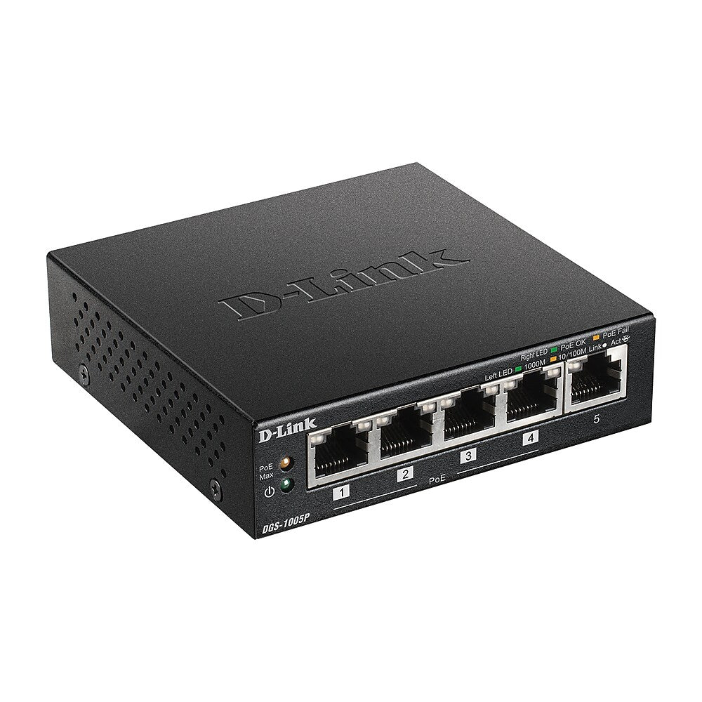 D-Link DGS-1005P 5-Port Gigabit Desktop PoE Switch