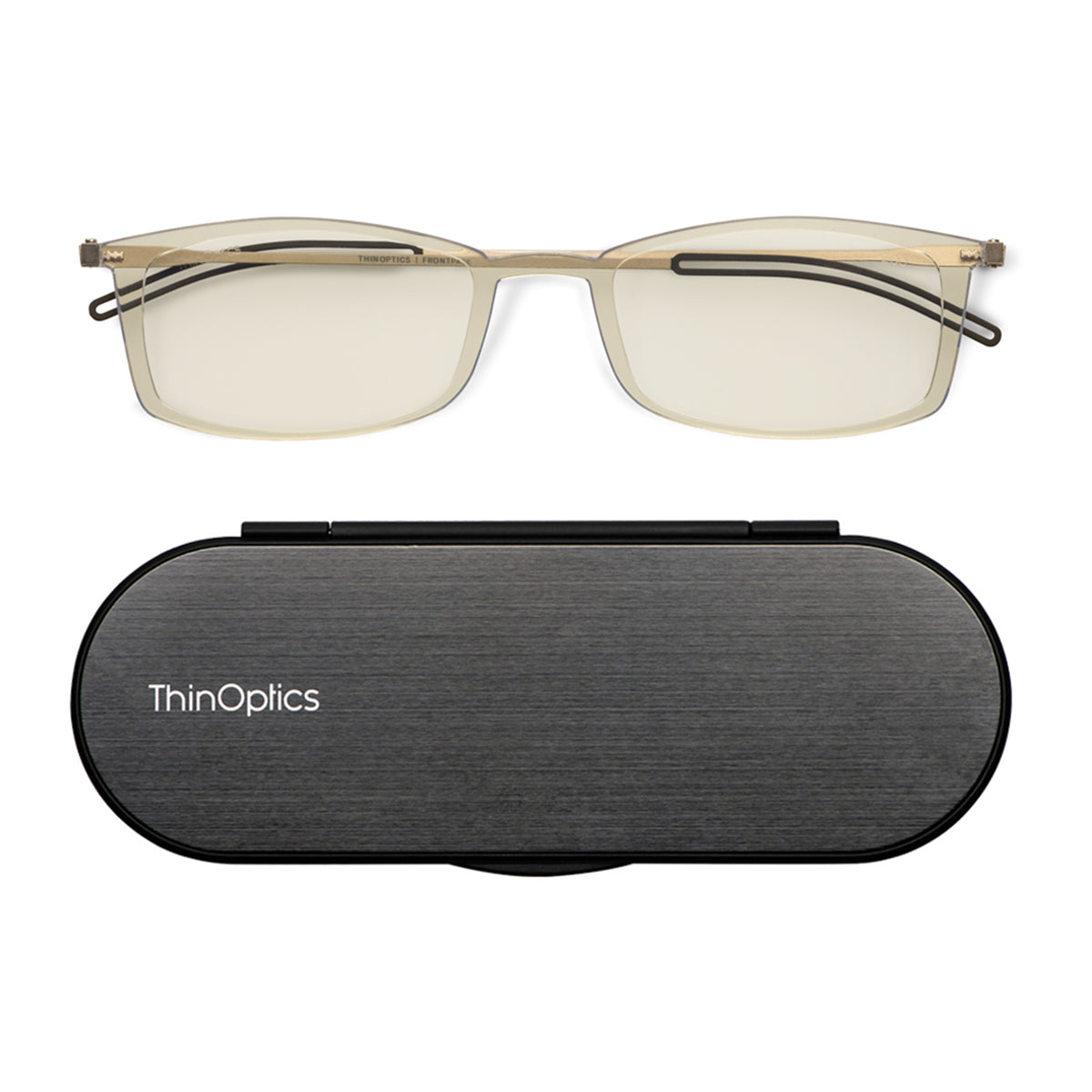 ThinOptics FrontPage Collection Glasses with Milano Black Case Clear