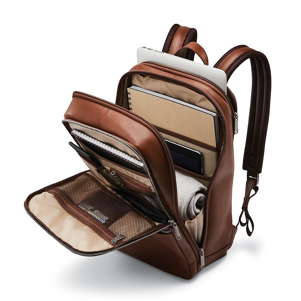 Samsonite Classic Leather Backpack 15.6" Cognac