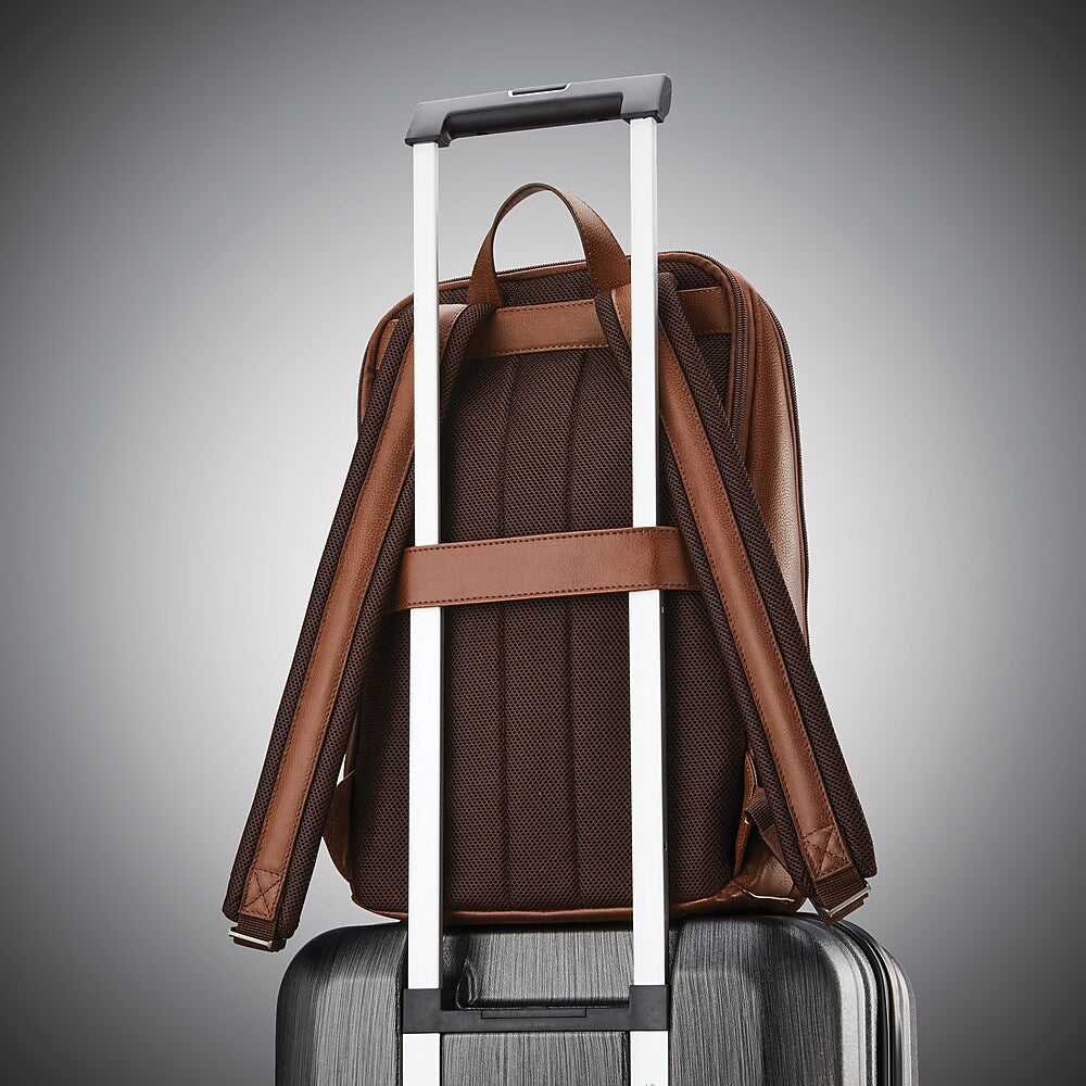 Samsonite Classic Leather Backpack 15.6" Cognac