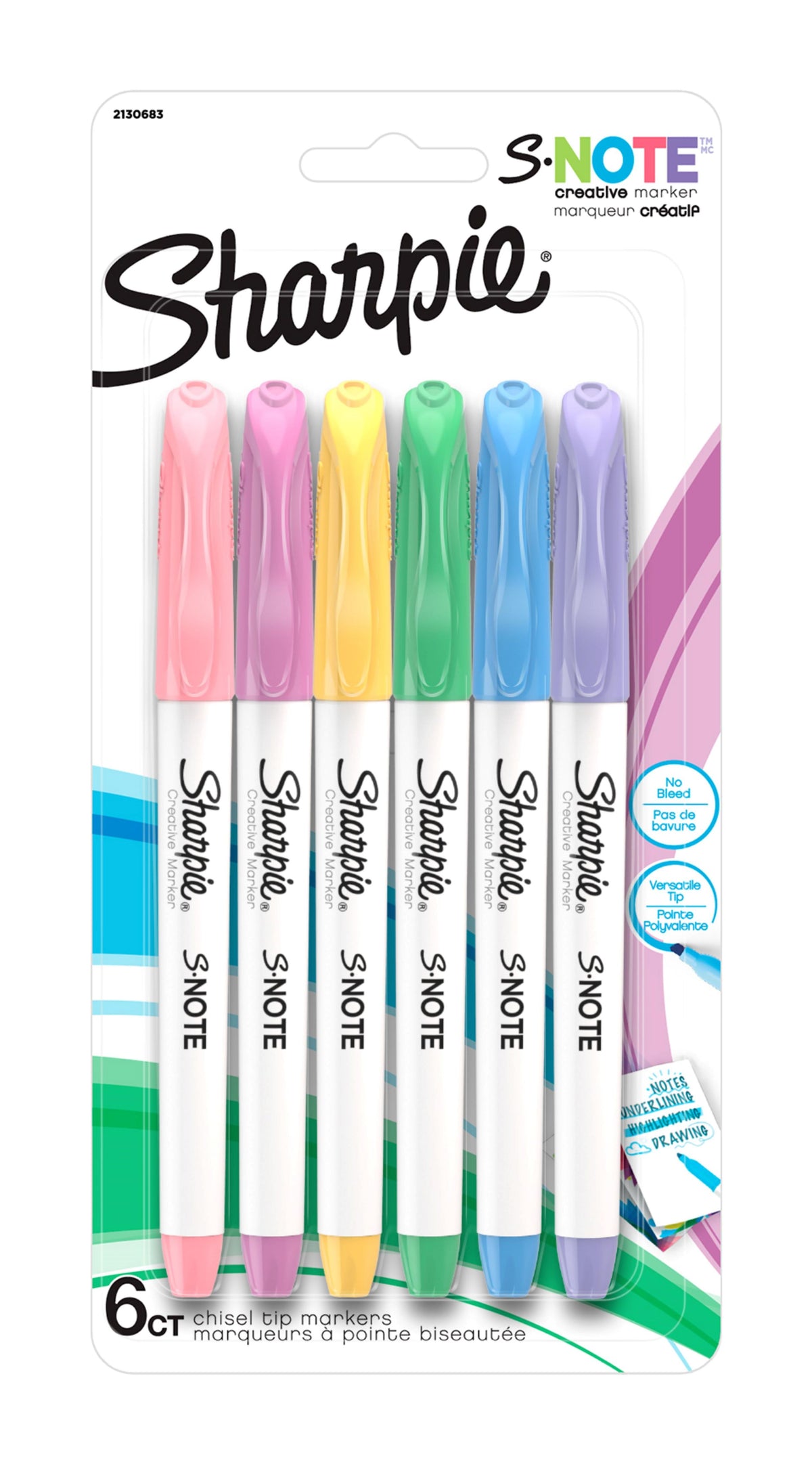Sharpie S-Note Chisel Tip Creative Markers Assorted Colours 6 Pack