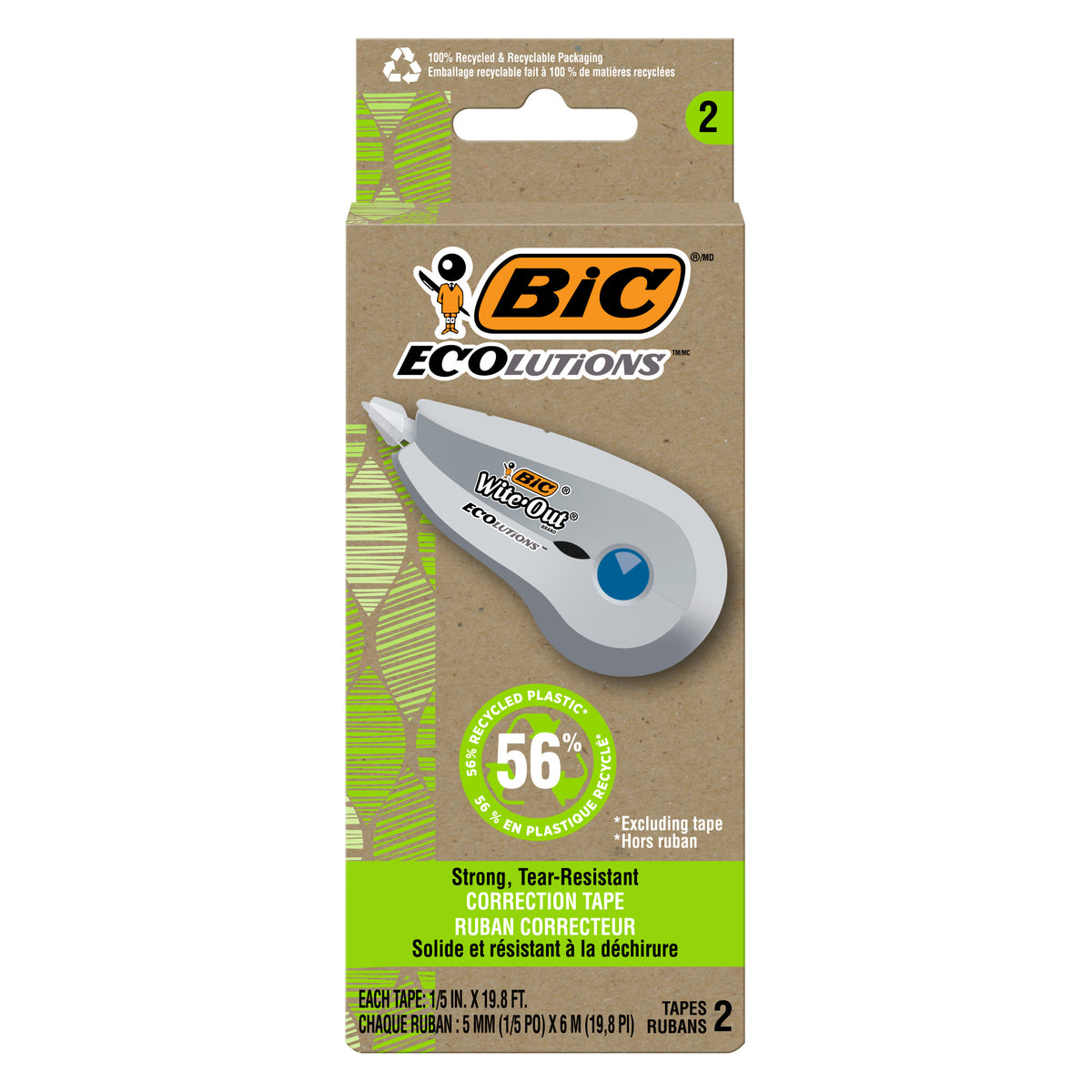 Bic Ecolutions Mini Correction Tape White 6 Packs of 2