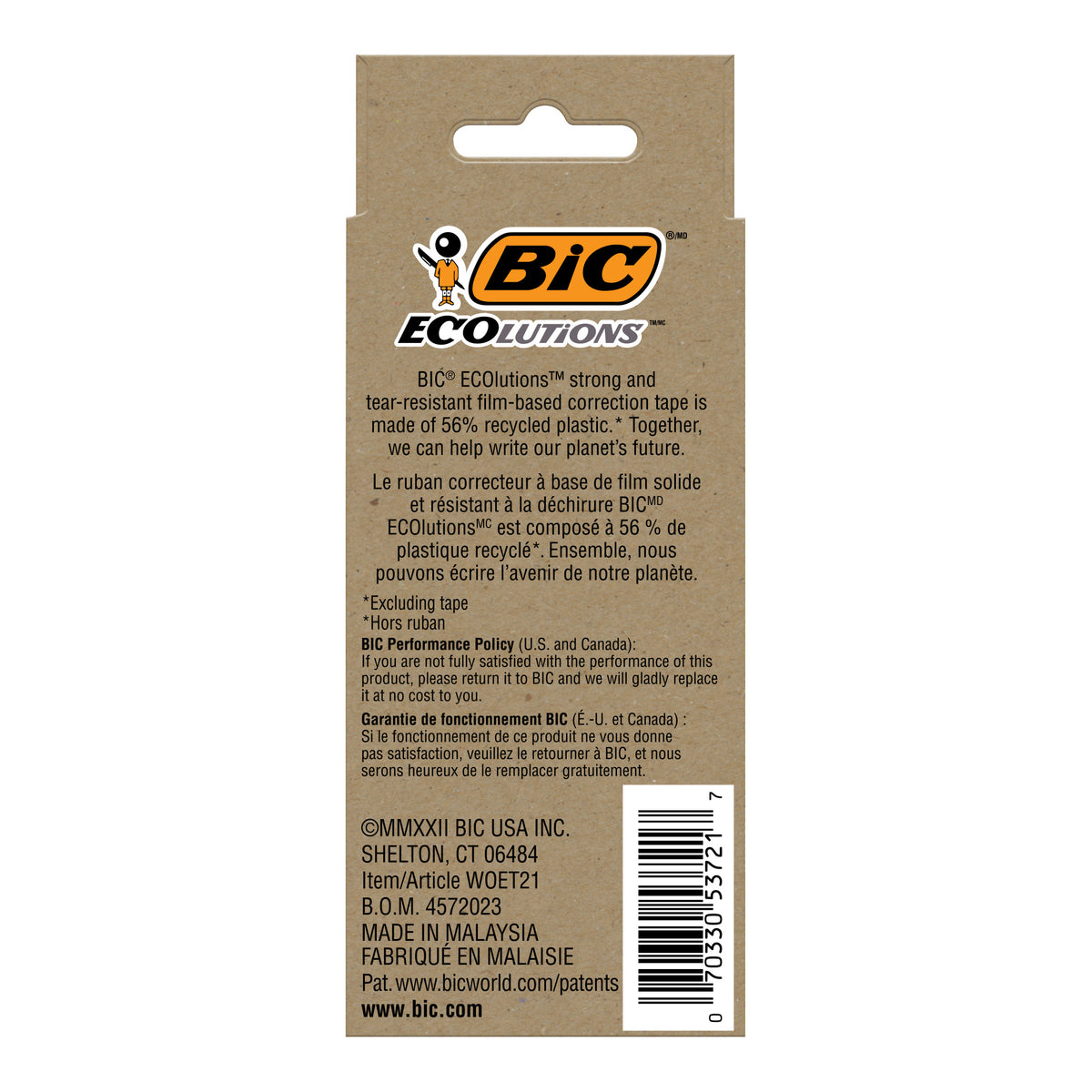 Bic Ecolutions Mini Correction Tape White 6 Packs of 2