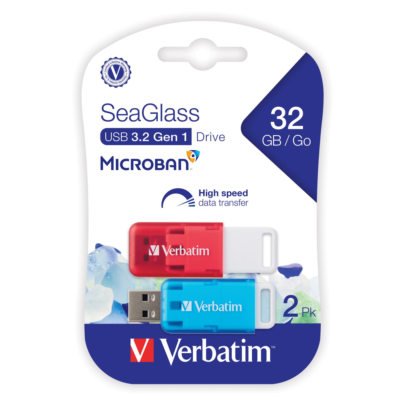 Verbatim Seaglass 32GB USB 3.2 Flash Drive 2 Pack