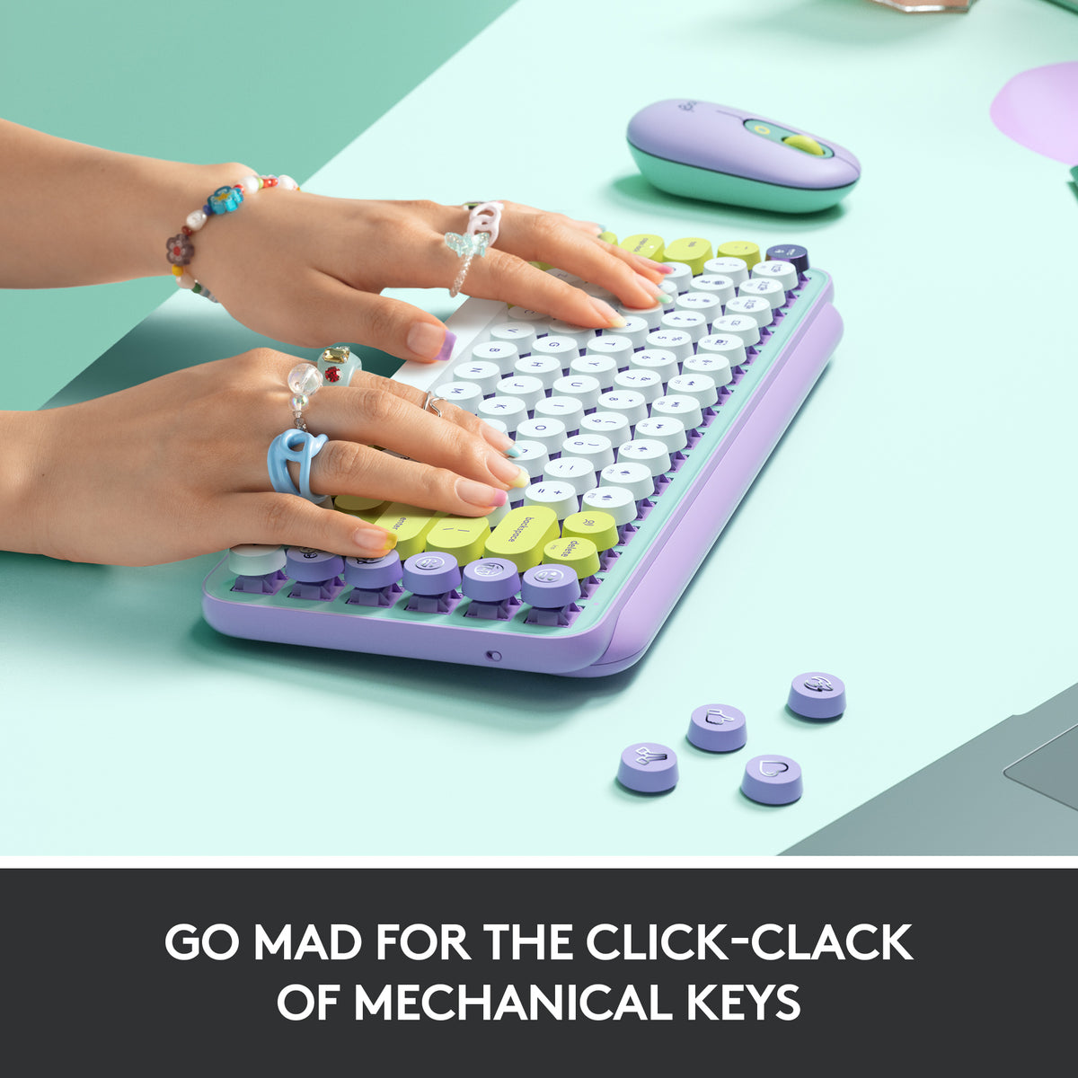 Logitech POP Keys Wireless Mechanical Keyboard 920-010708 Daydream Mint