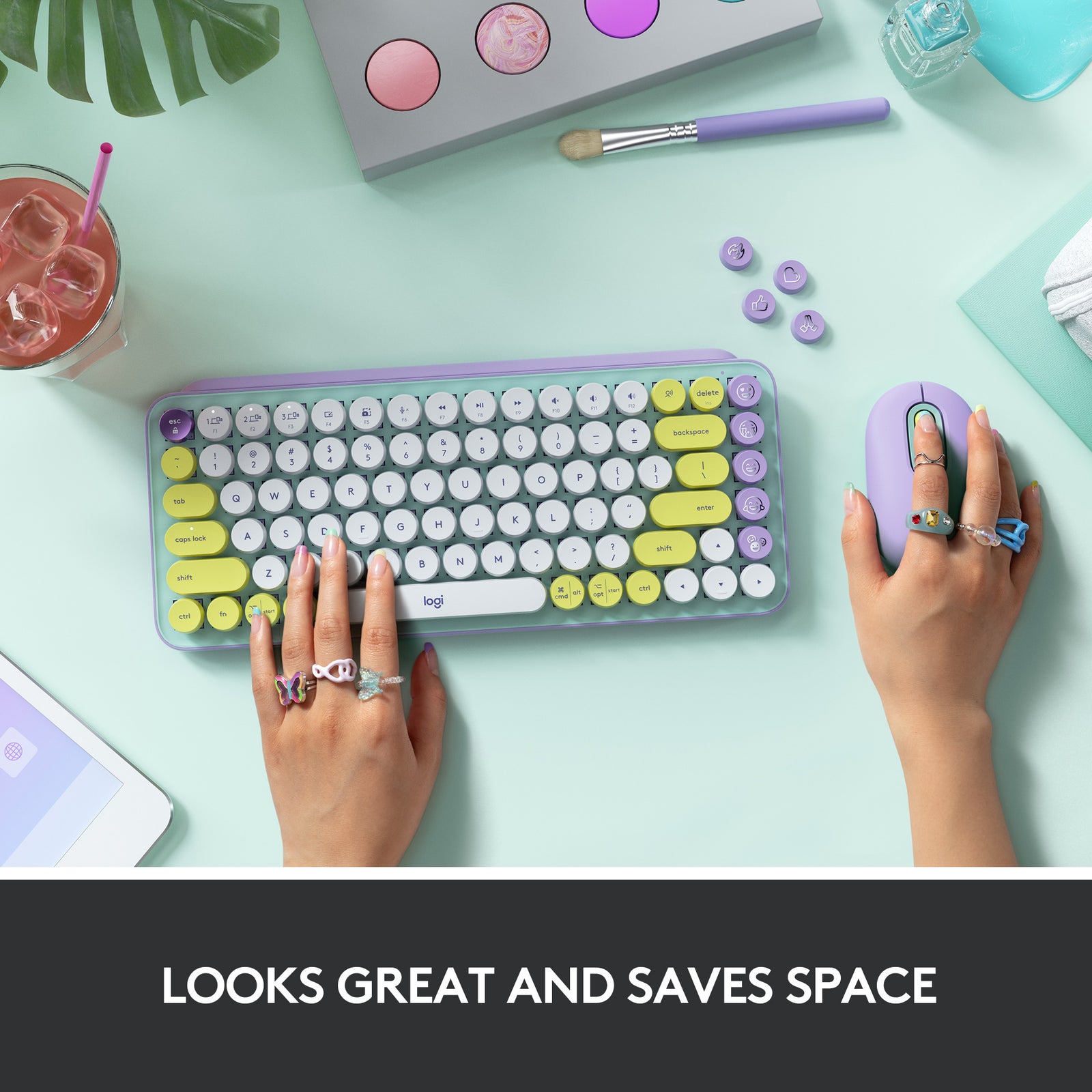 Logitech POP Keys Wireless Mechanical Keyboard 920-010708 Daydream Mint