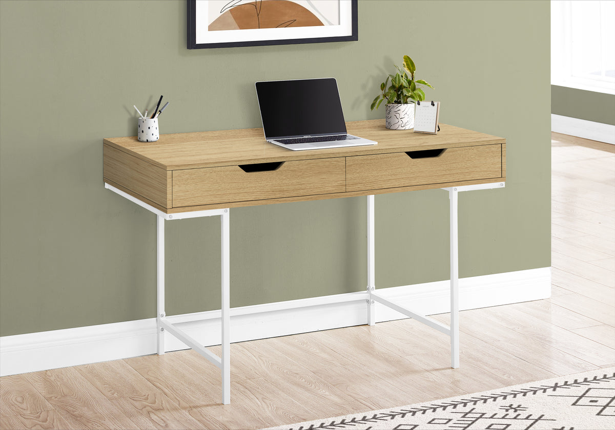 Monarch Specialties 7569 48" Computer Desk Natural/White Metal