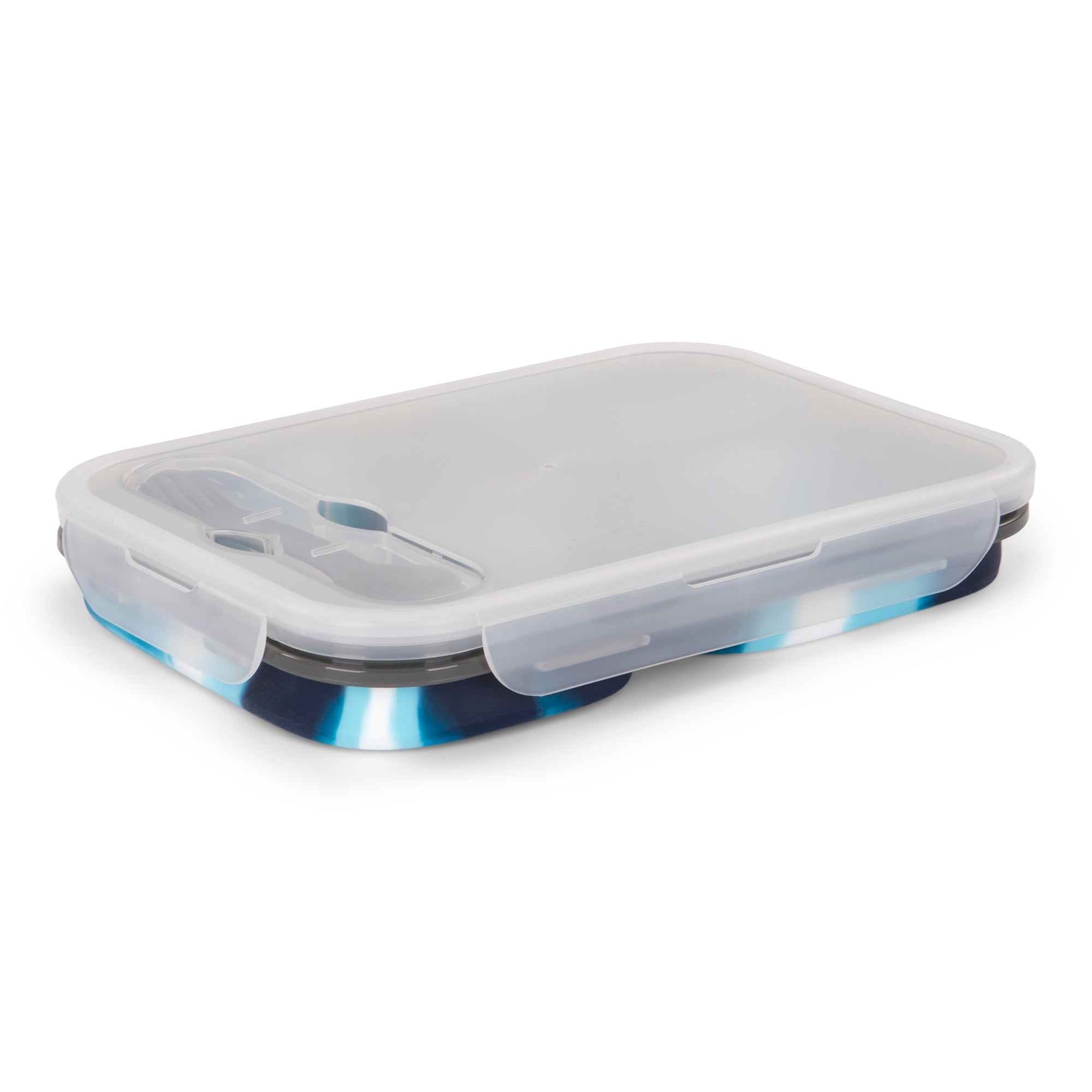 BondStreet 3 Compartment Collapsible Silicone Food Container Blue