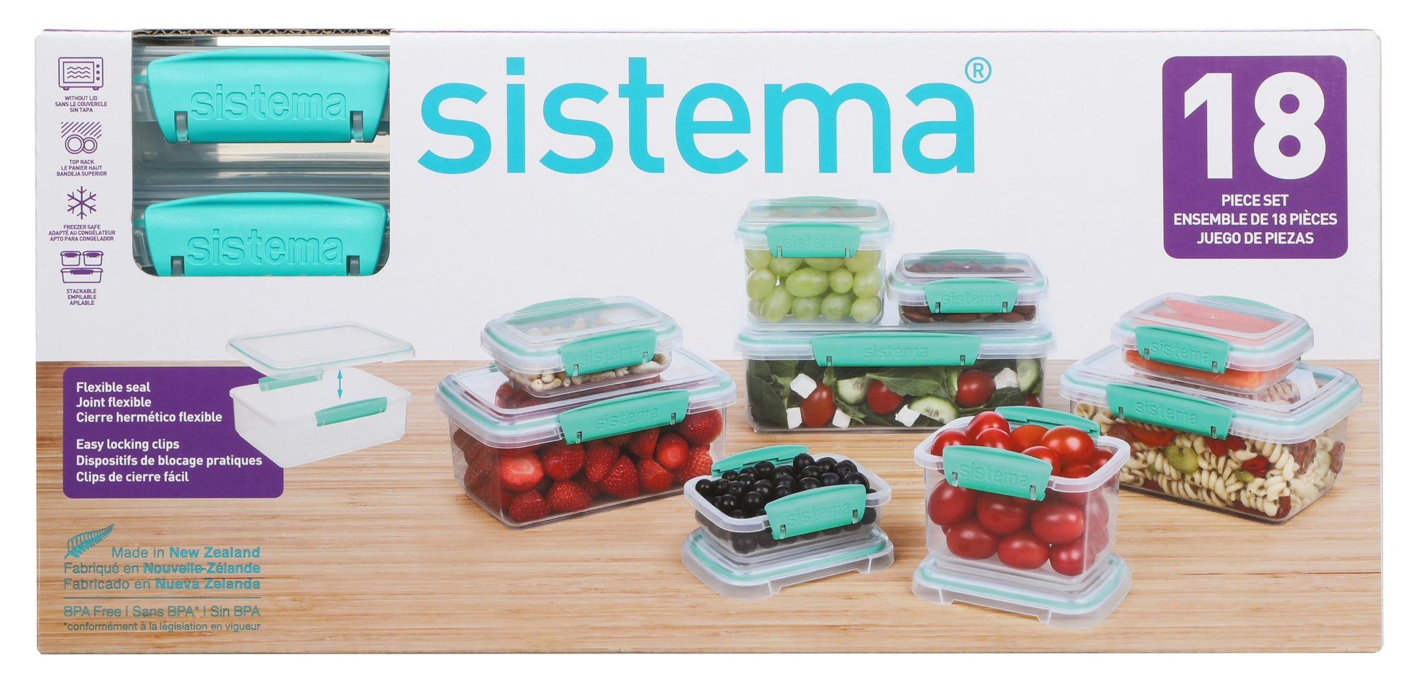 Sistema 18 Piece Food Storage Containers Set