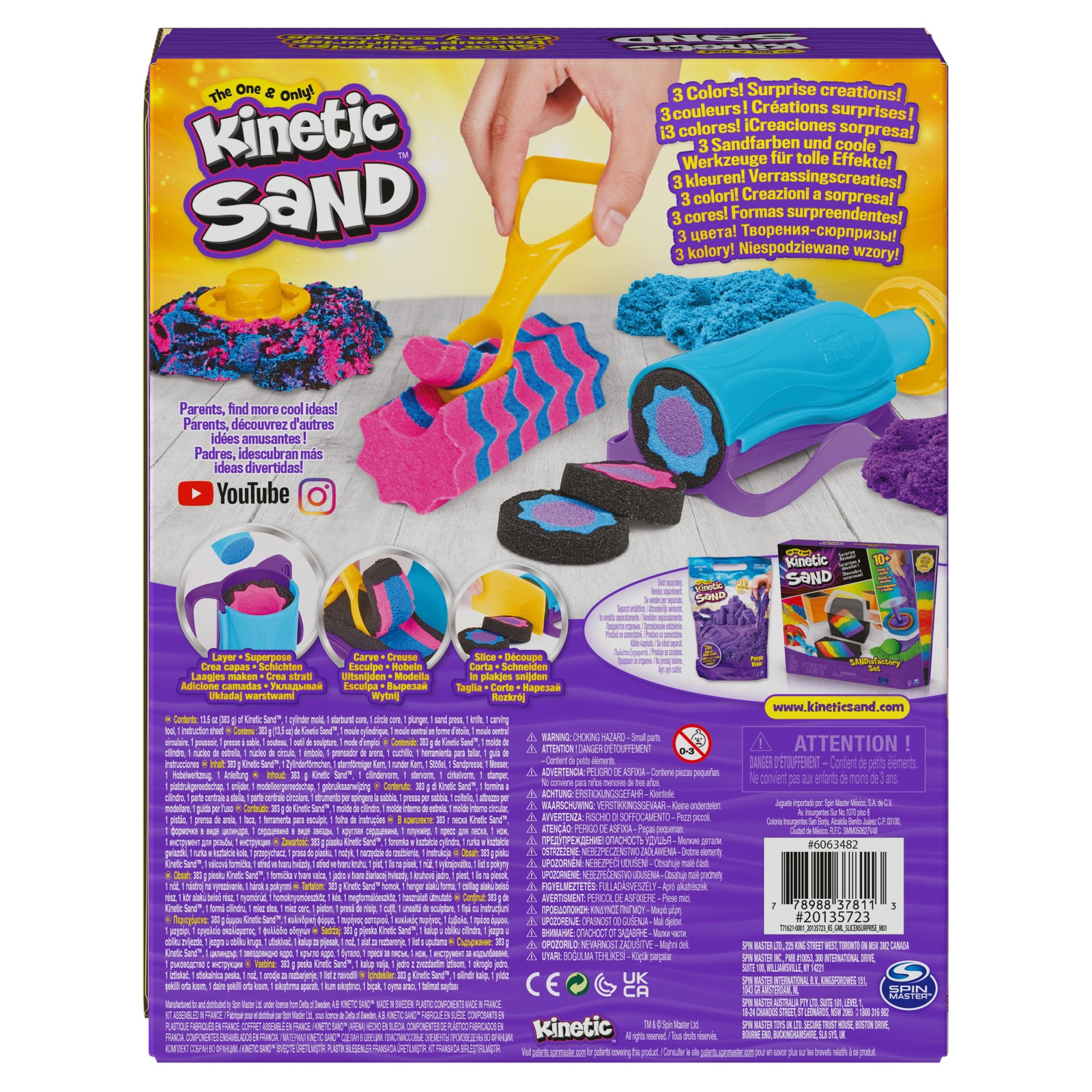 Kinetic Sand Slice N’ Surprise Set Black, Pink and Blue Sand