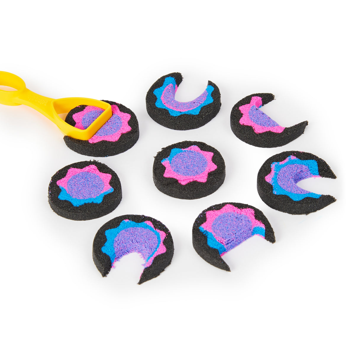 Kinetic Sand Slice N’ Surprise Set Black, Pink and Blue Sand